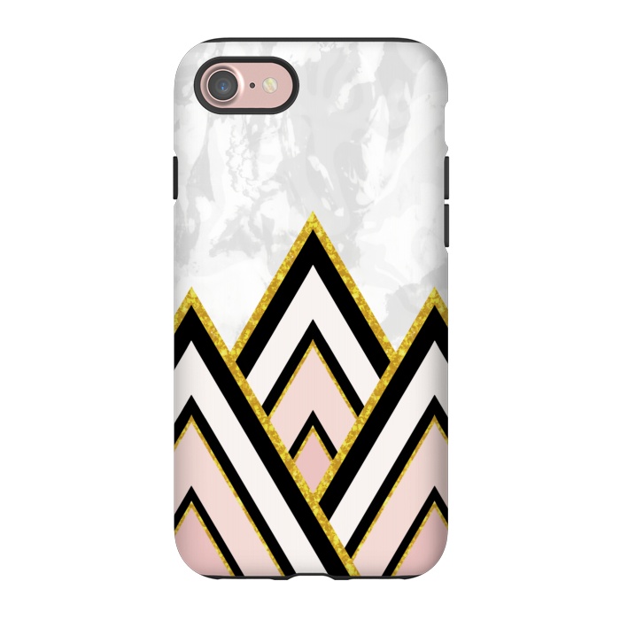 iPhone 7 StrongFit Geometric pink gold triangles by Jms