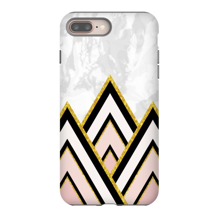 iPhone 7 plus StrongFit Geometric pink gold triangles by Jms