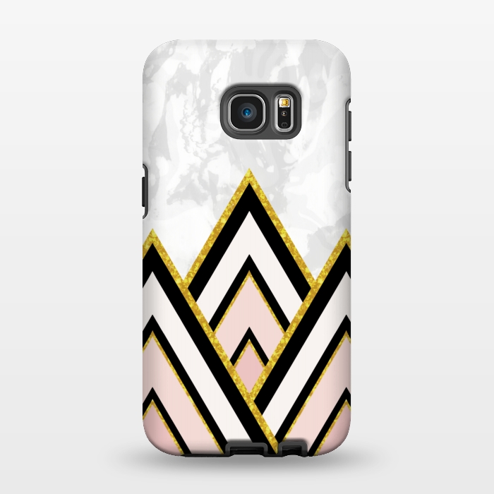 Galaxy S7 EDGE StrongFit Geometric pink gold triangles by Jms