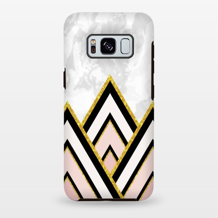 Galaxy S8 plus StrongFit Geometric pink gold triangles by Jms