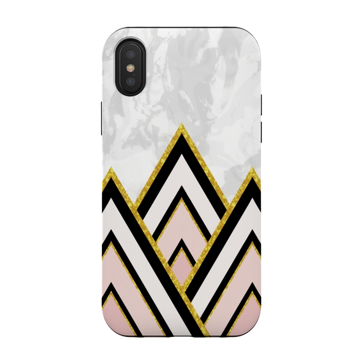 iPhone Xs / X StrongFit Geometric pink gold triangles by Jms
