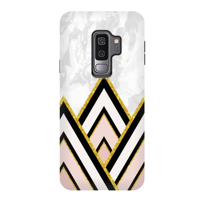 Galaxy S9 plus StrongFit Geometric pink gold triangles by Jms