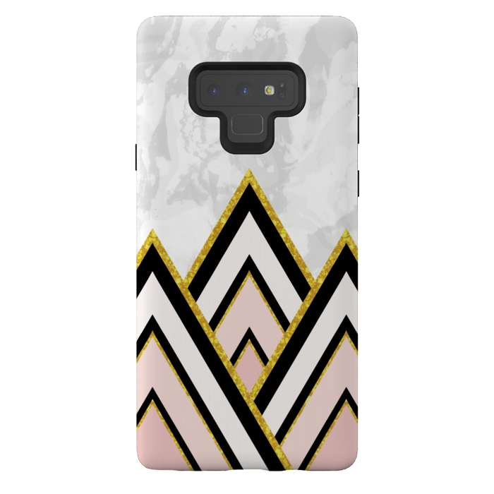 Galaxy Note 9 StrongFit Geometric pink gold triangles by Jms