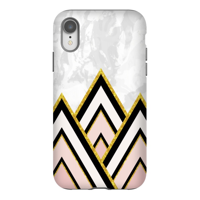 iPhone Xr StrongFit Geometric pink gold triangles by Jms