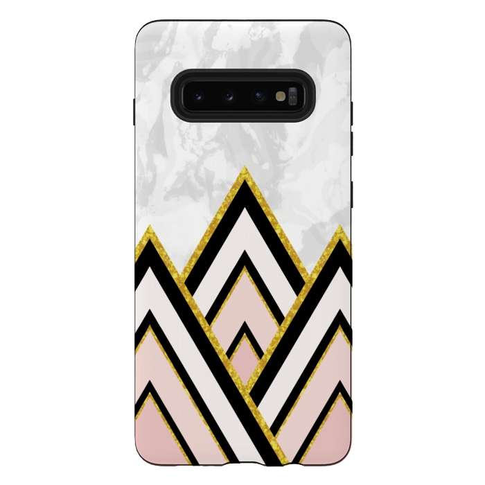 Galaxy S10 plus StrongFit Geometric pink gold triangles by Jms