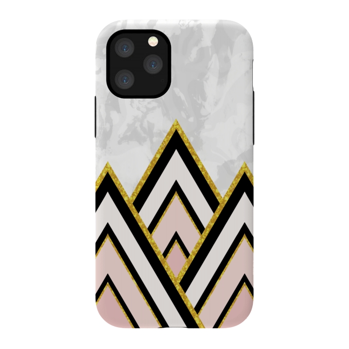 iPhone 11 Pro StrongFit Geometric pink gold triangles by Jms