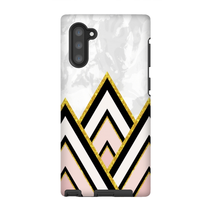 Galaxy Note 10 StrongFit Geometric pink gold triangles by Jms