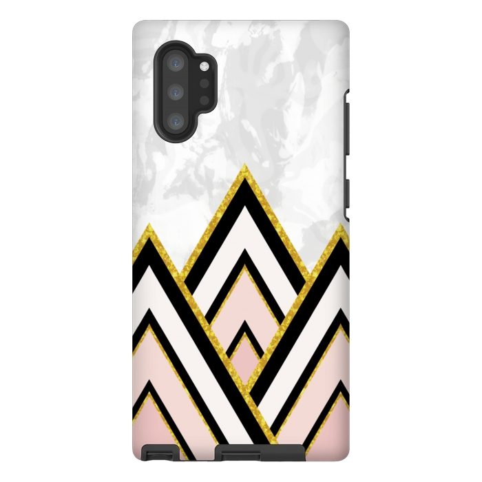 Galaxy Note 10 plus StrongFit Geometric pink gold triangles by Jms