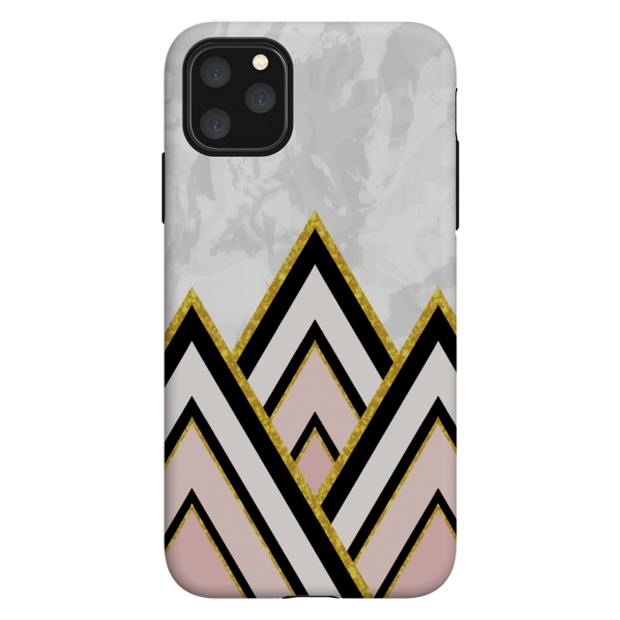 iPhone 11 Pro Max StrongFit Geometric pink gold triangles by Jms