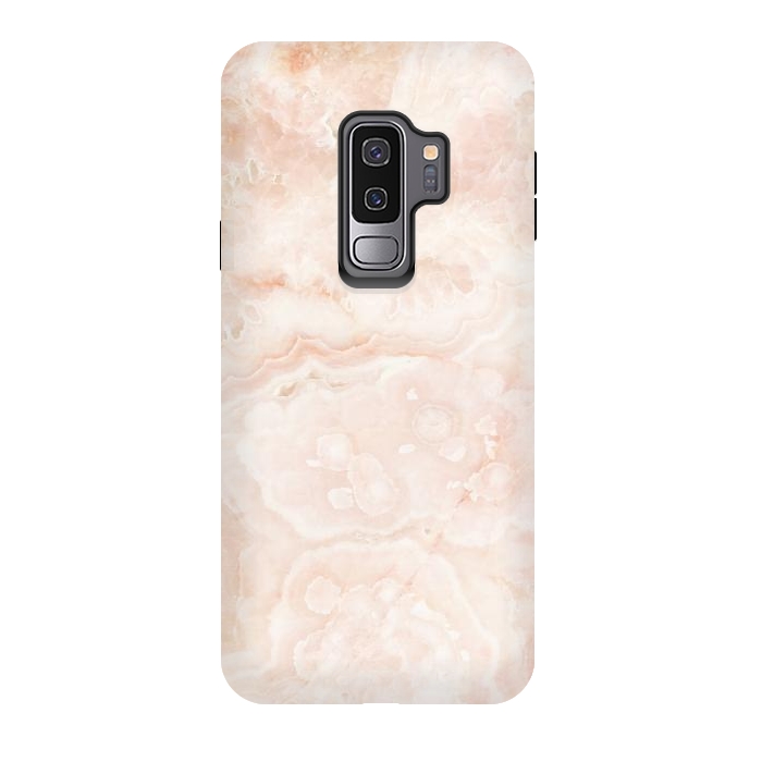 Galaxy S9 plus StrongFit Pastel peach beige marble by Oana 