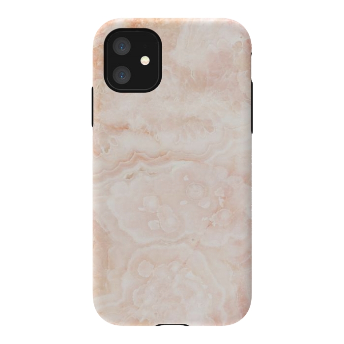 iPhone 11 StrongFit Pastel peach beige marble by Oana 