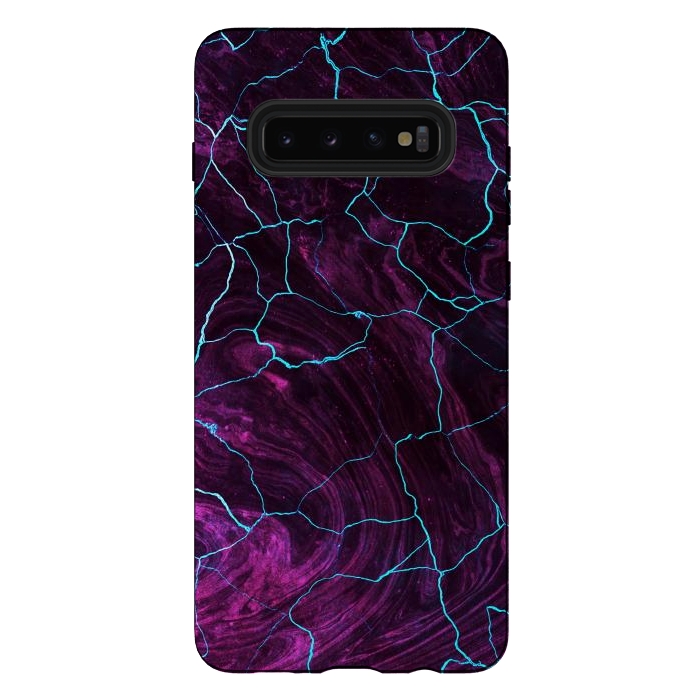 Galaxy S10 plus StrongFit Metallic dark purple marble by Oana 
