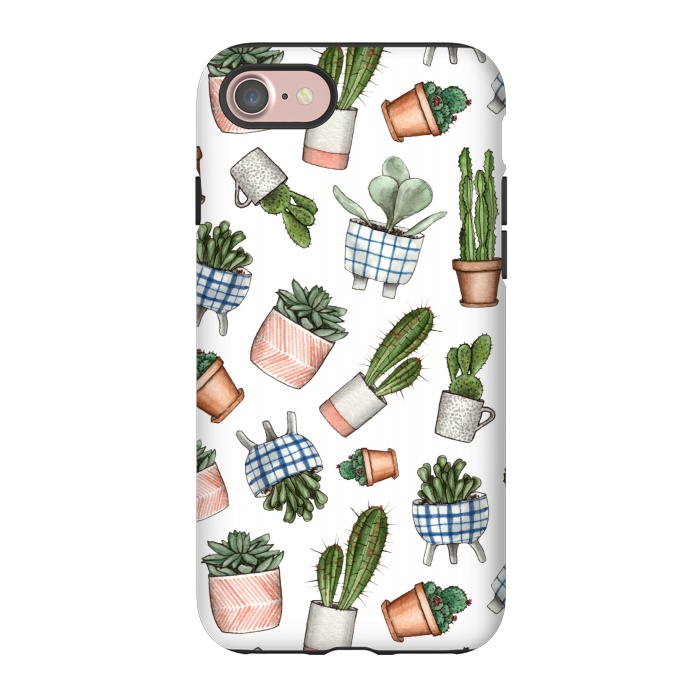 iPhone 7 StrongFit watercolor houseplants in pots by Alena Ganzhela
