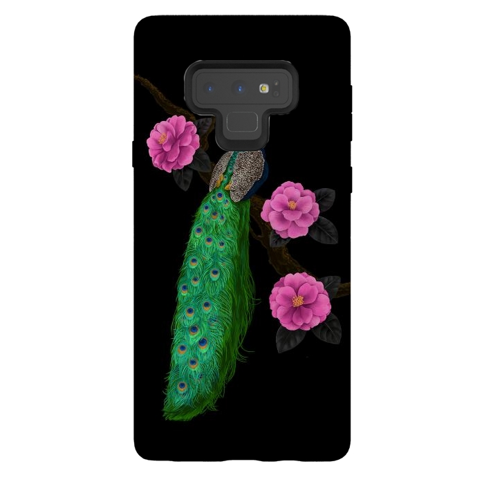 Galaxy Note 9 StrongFit Night peacock garden by Katerina Kirilova