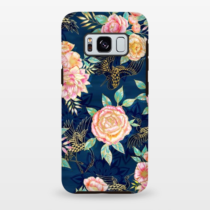Galaxy S8 plus StrongFit Gilded Peonies and Cranes by gingerlique