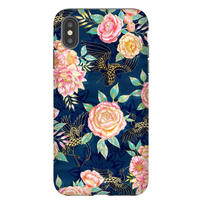 iPhone Xs Max StrongFit Gilded Peonies and Cranes by gingerlique
