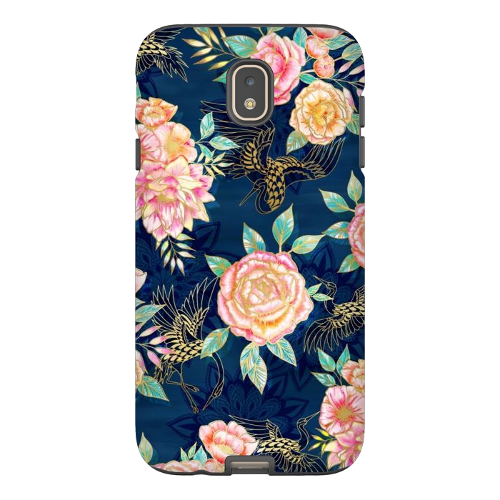 Galaxy J7 StrongFit Gilded Peonies and Cranes by gingerlique