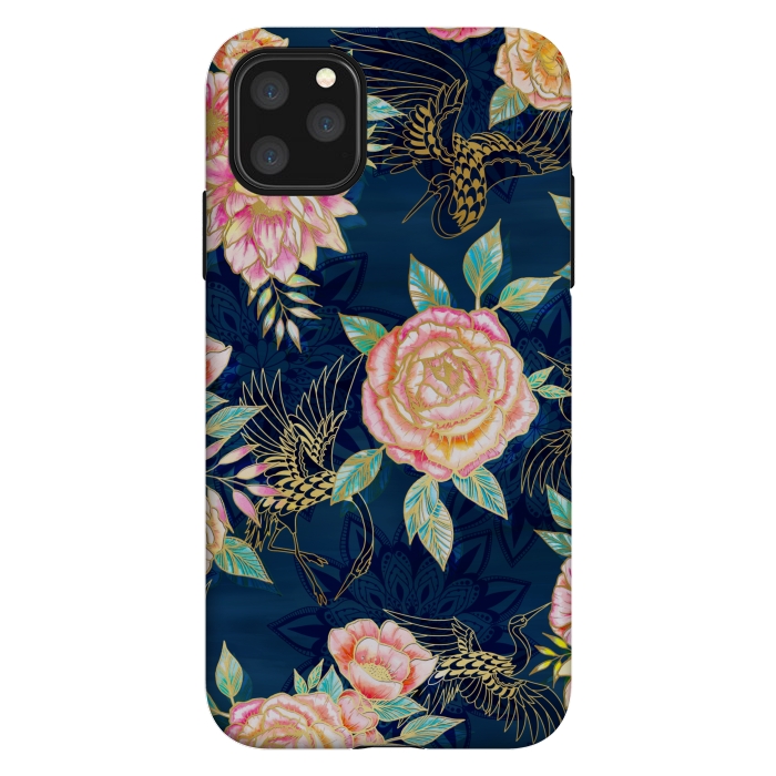 iPhone 11 Pro Max StrongFit Gilded Peonies and Cranes by gingerlique
