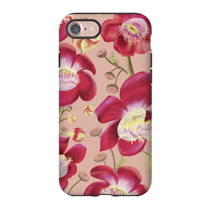 iPhone 7 StrongFit Cannonball Tree Pattern - Blush by Anis Illustration