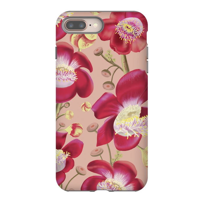 iPhone 7 plus StrongFit Cannonball Tree Pattern - Blush by Anis Illustration