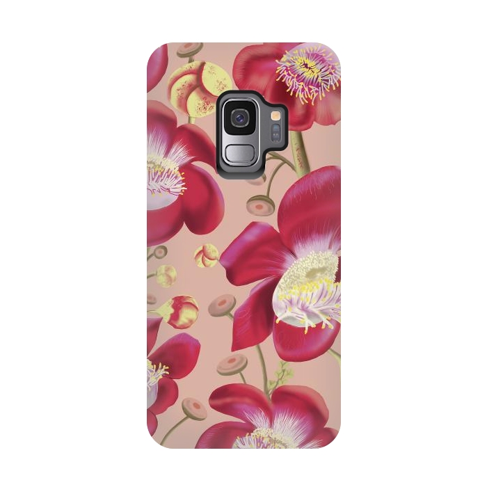 Galaxy S9 StrongFit Cannonball Tree Pattern - Blush by Anis Illustration