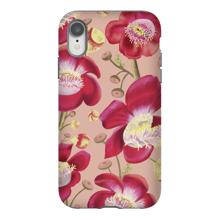 iPhone Xr StrongFit Cannonball Tree Pattern - Blush by Anis Illustration