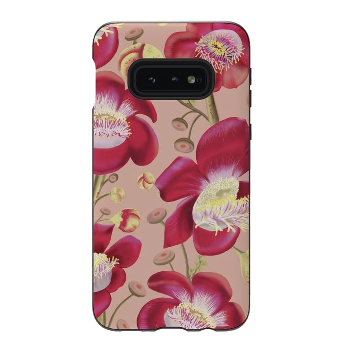 Galaxy S10e StrongFit Cannonball Tree Pattern - Blush by Anis Illustration