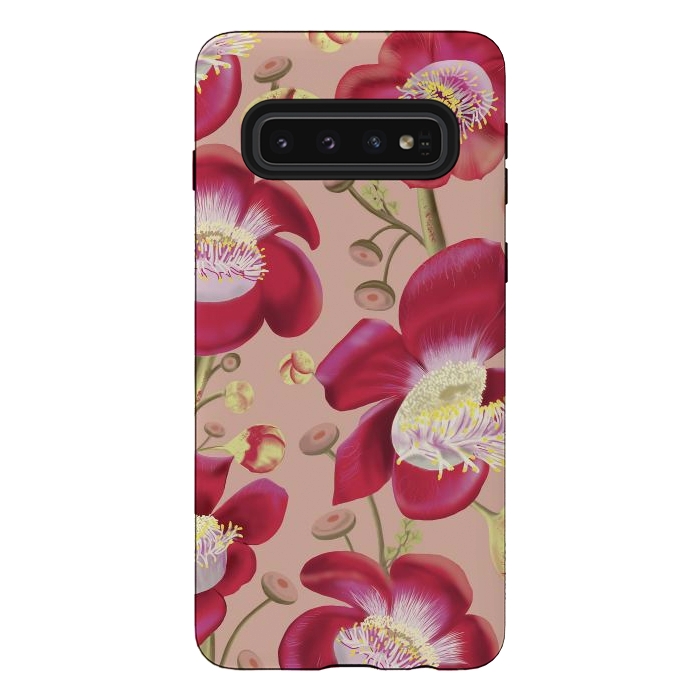 Galaxy S10 StrongFit Cannonball Tree Pattern - Blush by Anis Illustration