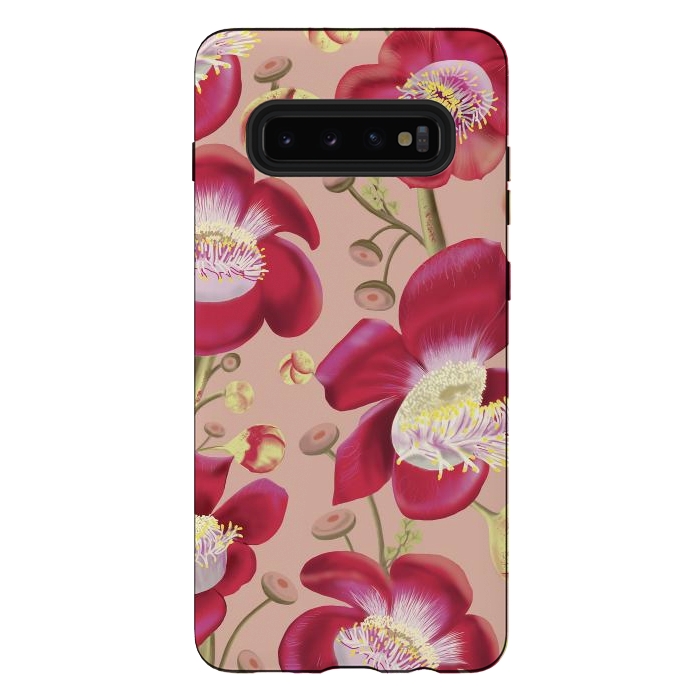 Galaxy S10 plus StrongFit Cannonball Tree Pattern - Blush by Anis Illustration