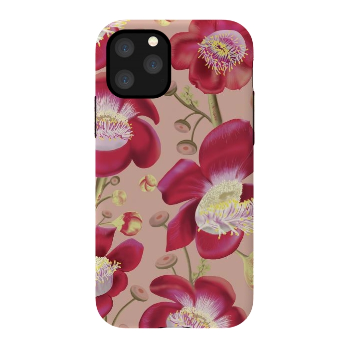iPhone 11 Pro StrongFit Cannonball Tree Pattern - Blush by Anis Illustration