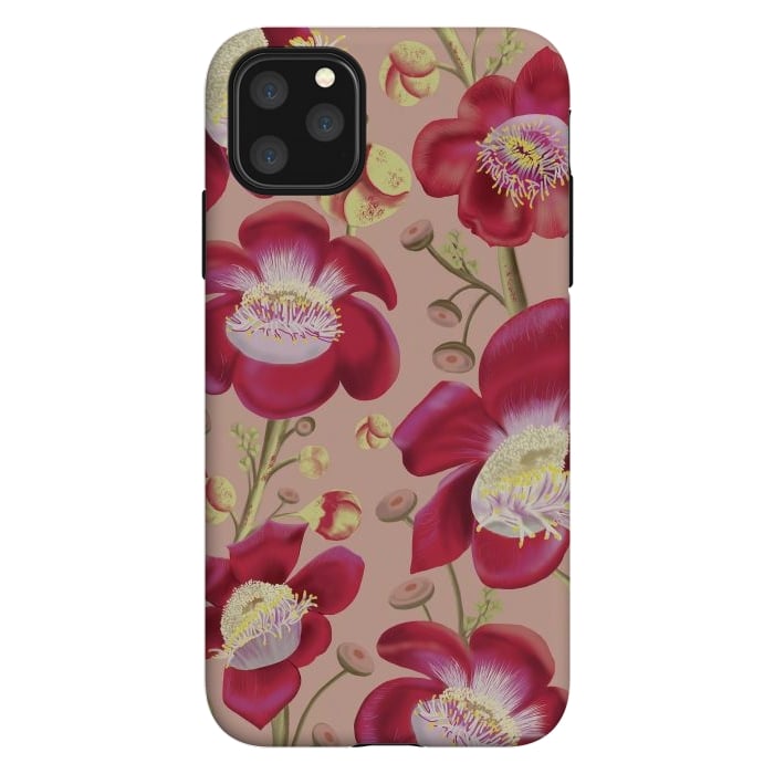 iPhone 11 Pro Max StrongFit Cannonball Tree Pattern - Blush by Anis Illustration