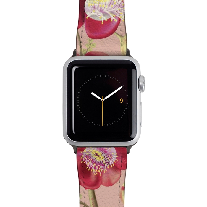 Watch 42mm / 44mm Strap PU leather Cannonball Tree Pattern - Blush by Anis Illustration