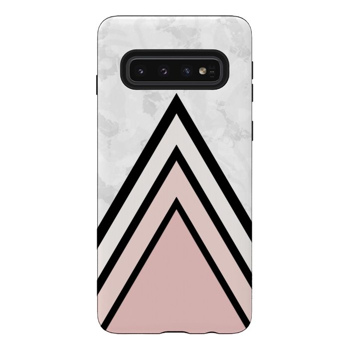Galaxy S10 StrongFit Black pink triangles by Jms