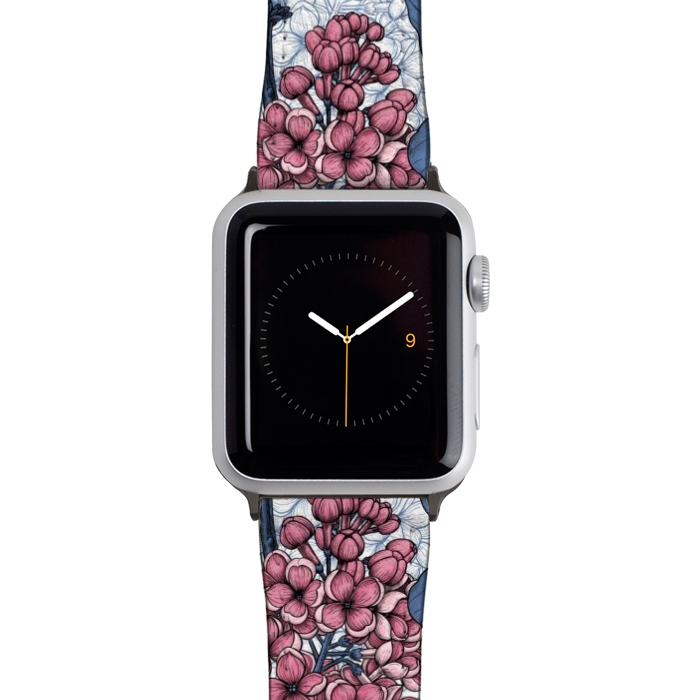 Watch 42mm / 44mm Strap PU leather Lilac in pink and blue by Katerina Kirilova