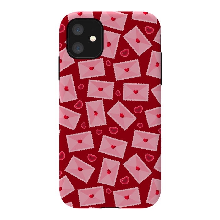 iPhone 11 StrongFit PINK LOVE LETTERS  by MALLIKA