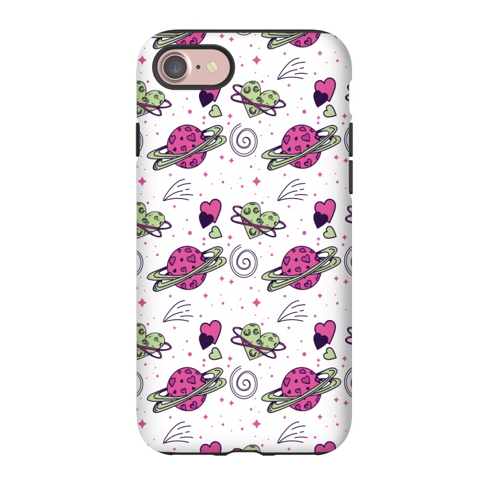 iPhone 7 StrongFit PINK GREEN SPACE LOVE PATTERN by MALLIKA