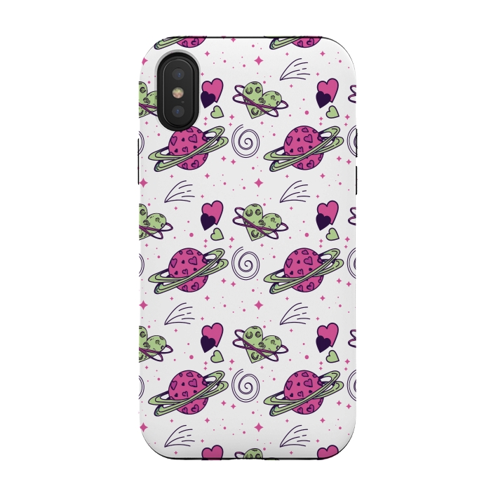 iPhone Xs / X StrongFit PINK GREEN SPACE LOVE PATTERN by MALLIKA