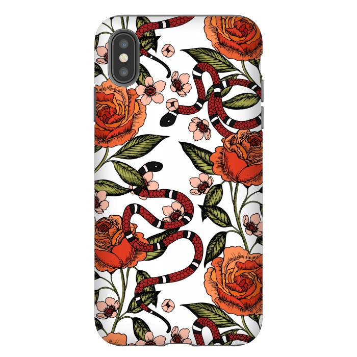 iPhone Xs Max StrongFit Roses and snake. White pattern by Julia Badeeva