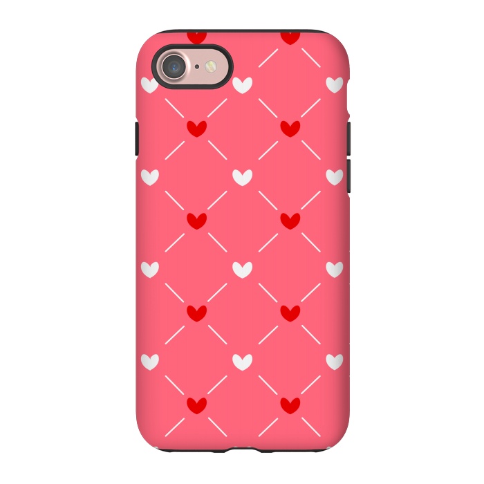 iPhone 7 StrongFit CUTE RED WHITE HEARTS PATTERN by MALLIKA