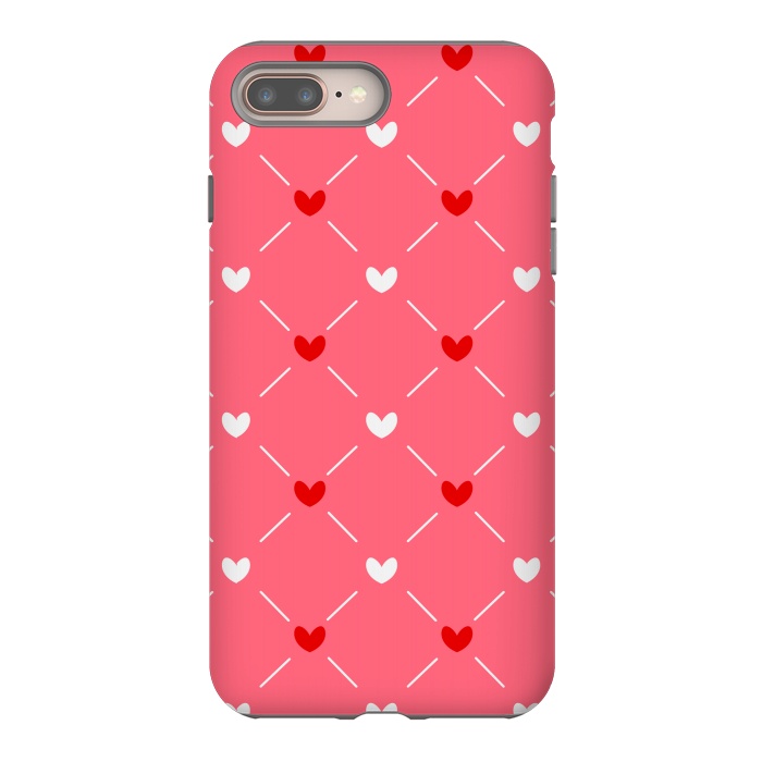 iPhone 7 plus StrongFit CUTE RED WHITE HEARTS PATTERN by MALLIKA