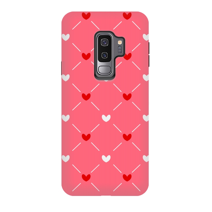 Galaxy S9 plus StrongFit CUTE RED WHITE HEARTS PATTERN by MALLIKA