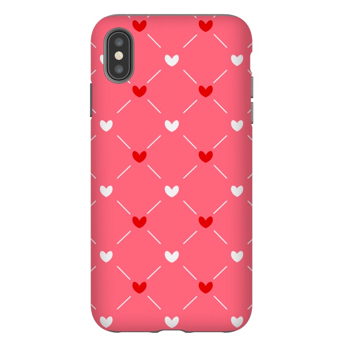 iPhone Xs Max StrongFit CUTE RED WHITE HEARTS PATTERN by MALLIKA