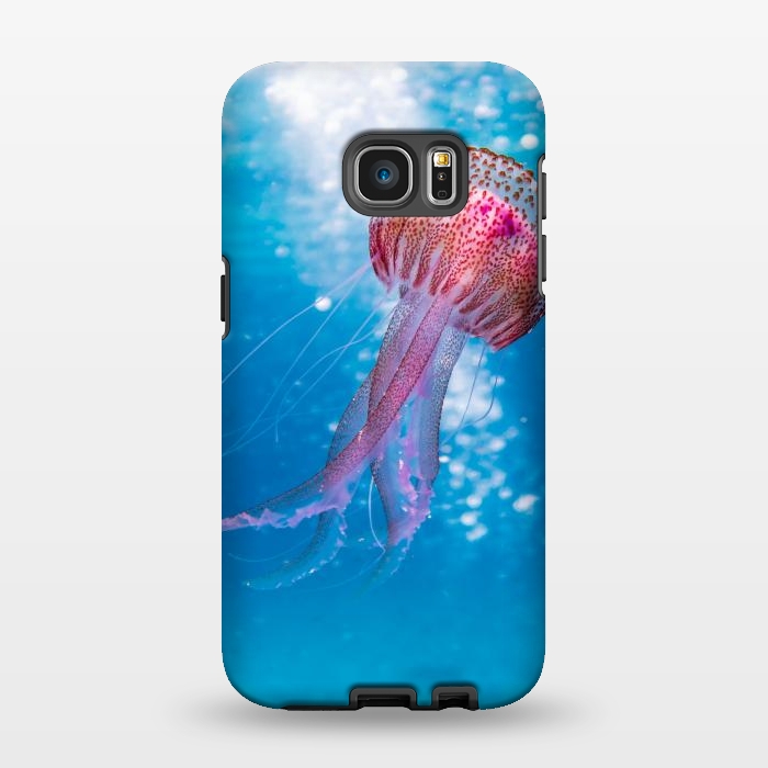 Galaxy S7 EDGE StrongFit Shallow Focus Photo of Pink and Brown Jellyfish by Winston