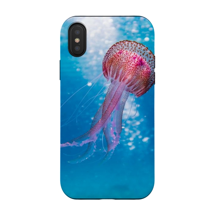 iPhone Xs / X StrongFit Shallow Focus Photo of Pink and Brown Jellyfish by Winston