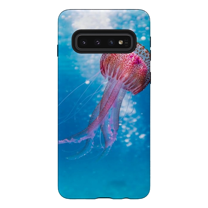 Galaxy S10 StrongFit Shallow Focus Photo of Pink and Brown Jellyfish by Winston