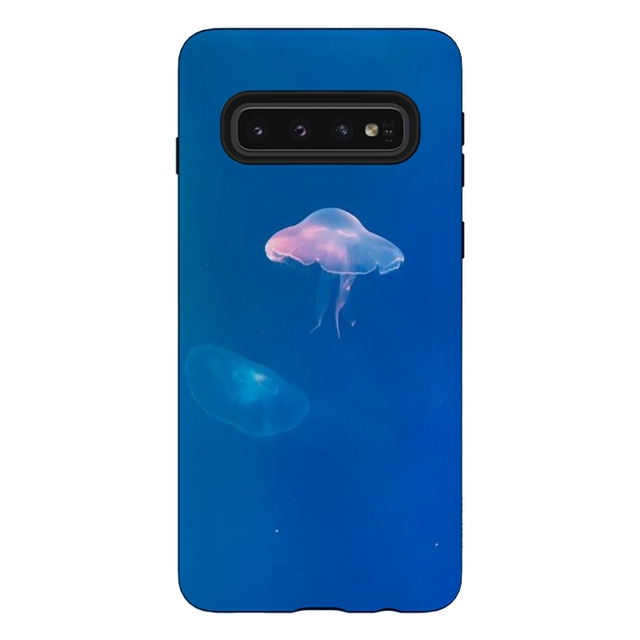 Galaxy S10 StrongFit White Jellyfish in Blue Water by Winston