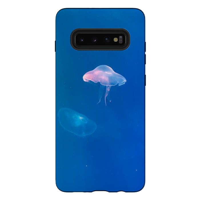 Galaxy S10 plus StrongFit White Jellyfish in Blue Water by Winston