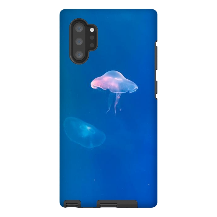 Galaxy Note 10 plus StrongFit White Jellyfish in Blue Water by Winston