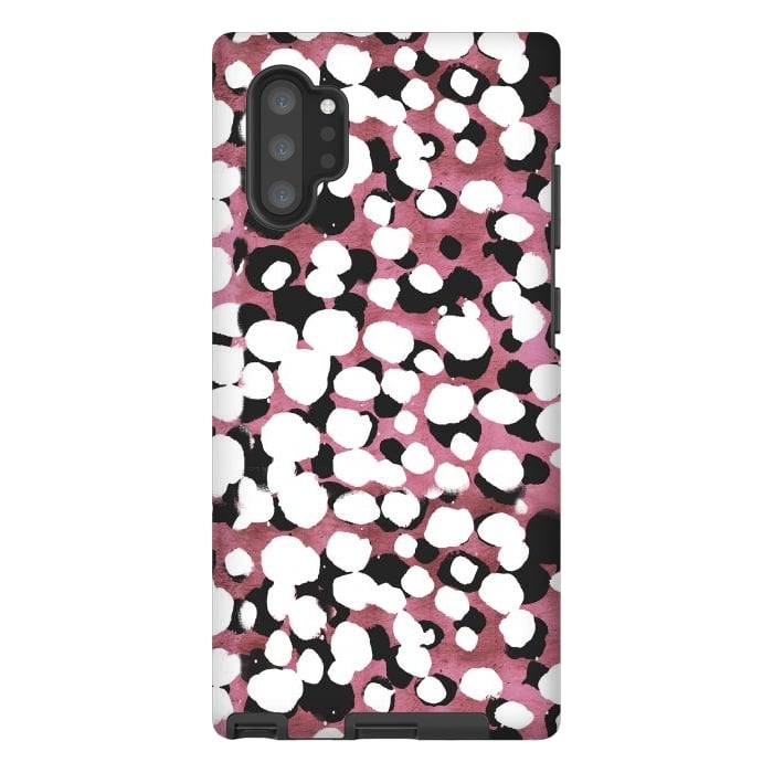 Galaxy Note 10 plus StrongFit Ink spots on metallic pink stone by Oana 