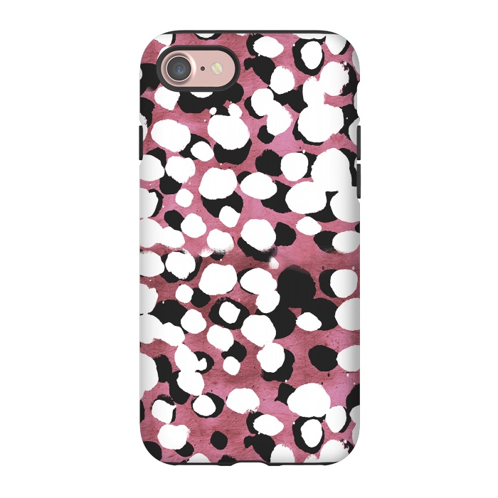 iPhone 7 StrongFit Ink spots on metallic pink stone by Oana 